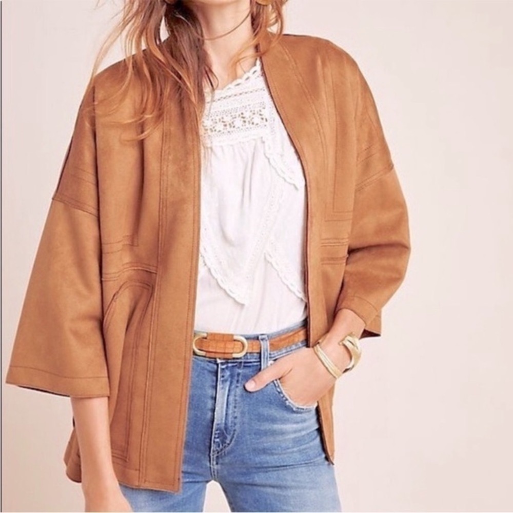 Anthropologie Scarlett Sueded Kimono Jacket NWT Bronze Brown - Picture 4 of 11